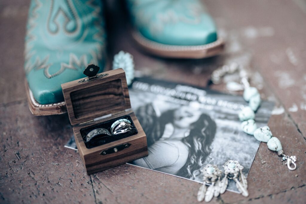 close up image of rustic western wedding details.