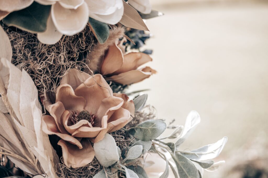 close up image of bridal bouquet for a rustic wedding.