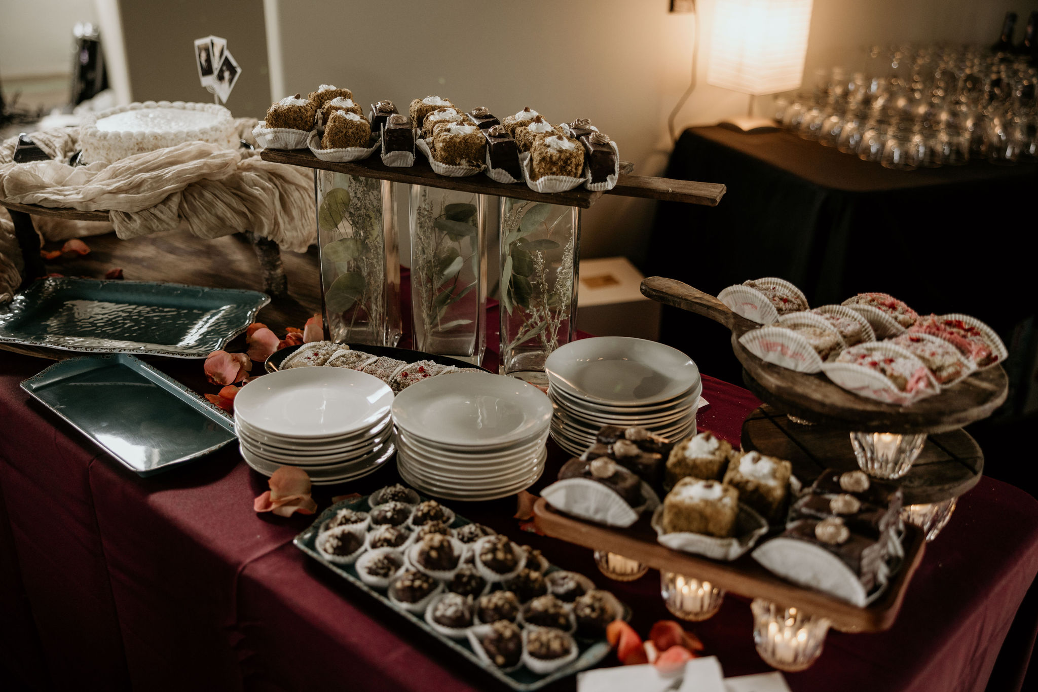 Dessert table set up for a mountain top micro wedding in Colorado.