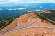 Road winds up the mountain to pikes peak: a colorado micro wedding and elopement location