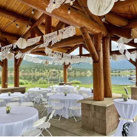 wedding reception is set up at Estes Park shelter