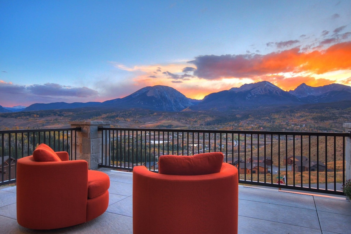 view of deck overlooking mountains at colorado vrbo micro wedding and elopement venue