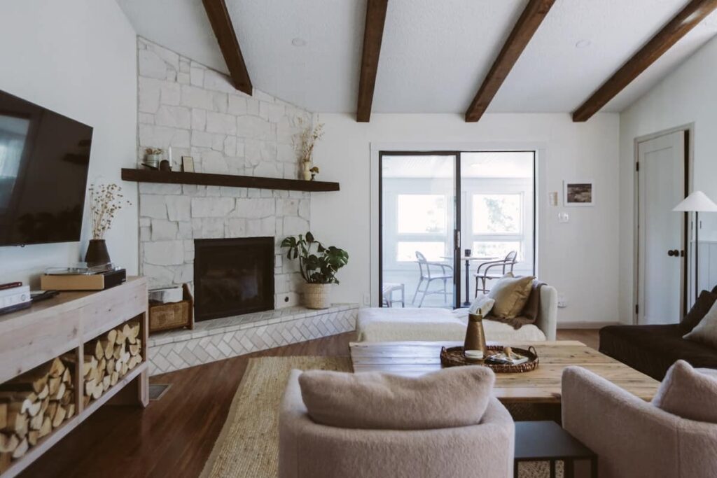 cozy living room for a colorado airbnb micro wedding + elopement venue