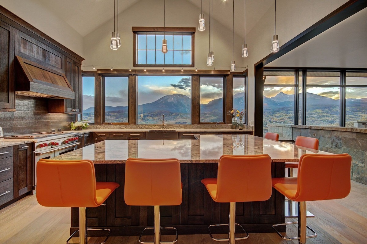 inside of sleek kitchen at colorado vrbo micro wedding and elopement venue