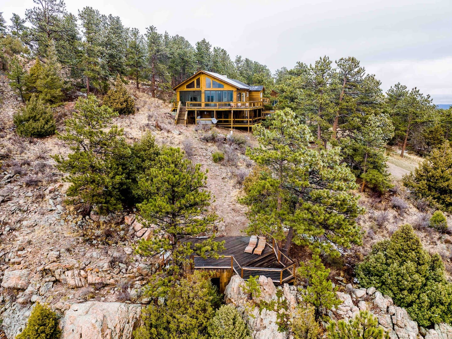 mountain cabin up on a hill for a colorado airbnb micro wedding + elopement