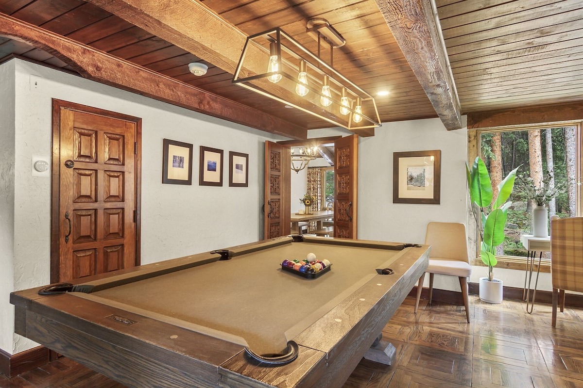 pool table set up at colorado vrbo micro wedding and elopement venue