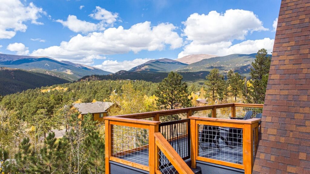 deck looking at the colorado mountains for a colorado airbnb micro wedding + elopement