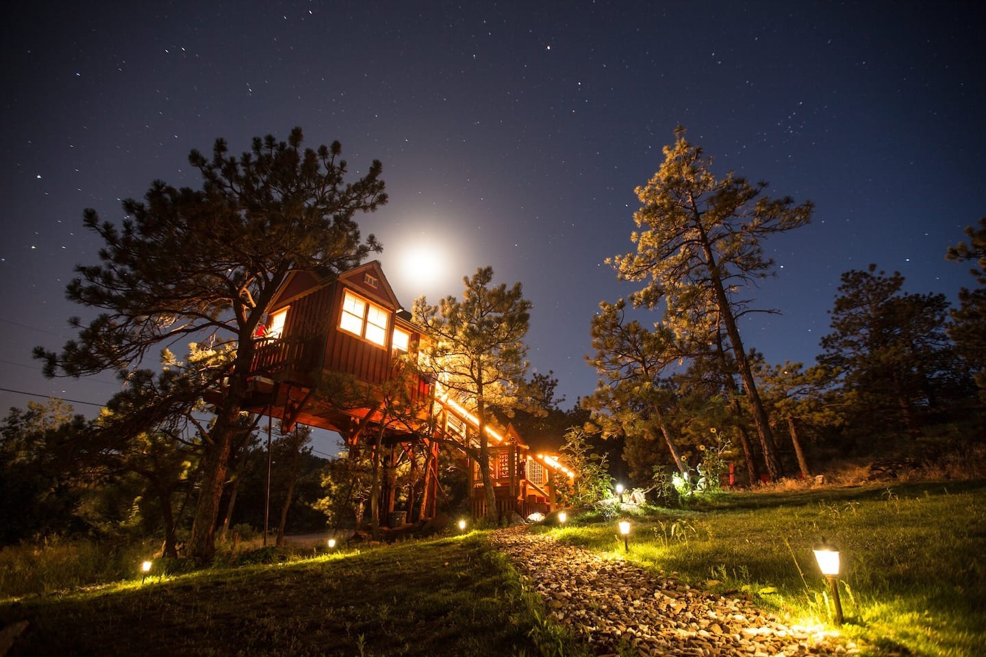 night view of a colorado airbnb micro wedding venue less than an hour from denver