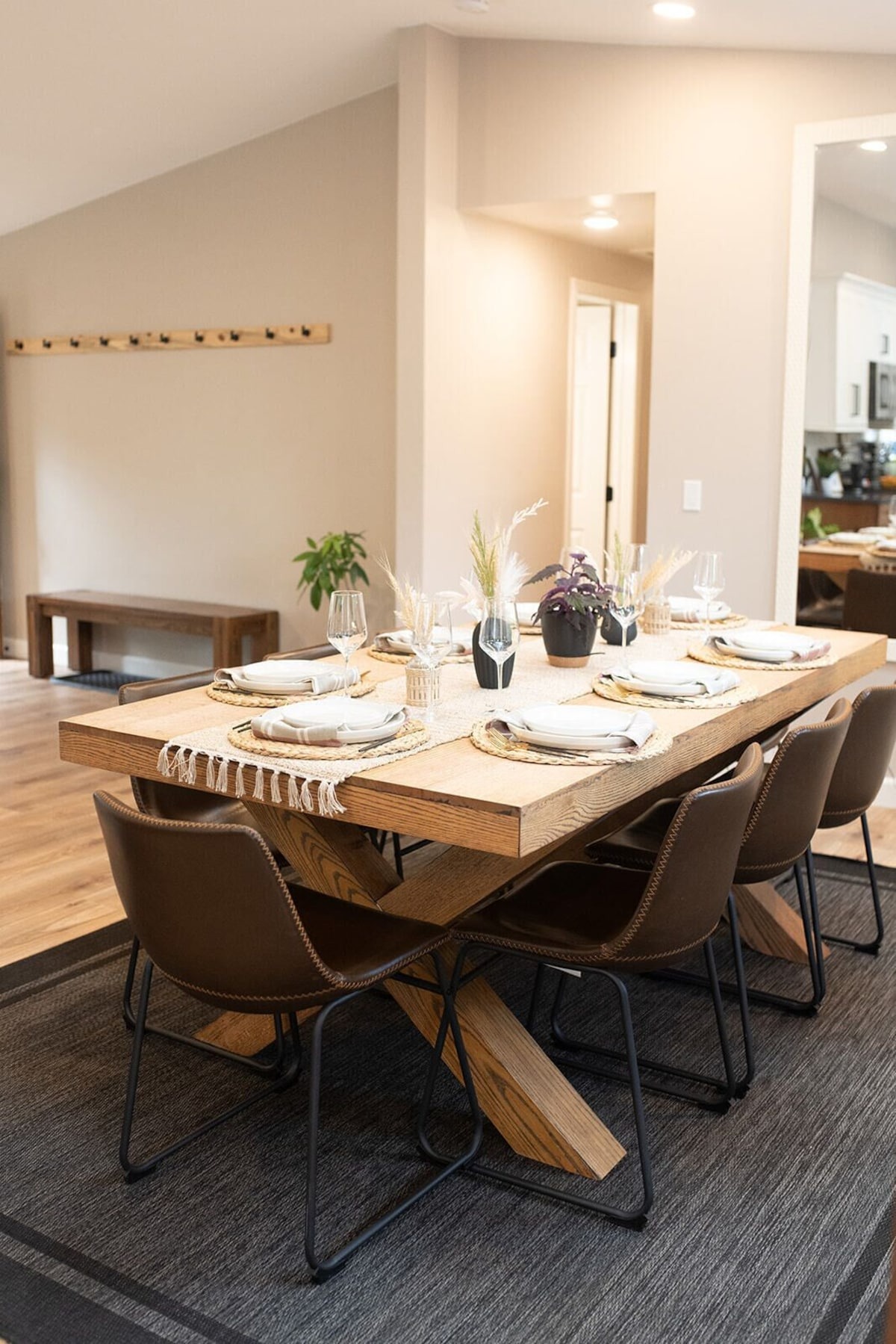 indoor dinner table set up at colorado vrbo micro wedding + elopement venue 