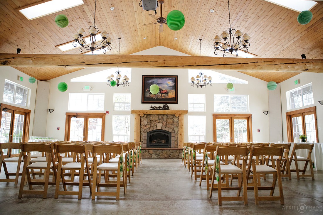 inside ceremony space for colorado airbnb + vrbo micro wedding venue less than an hour from denver