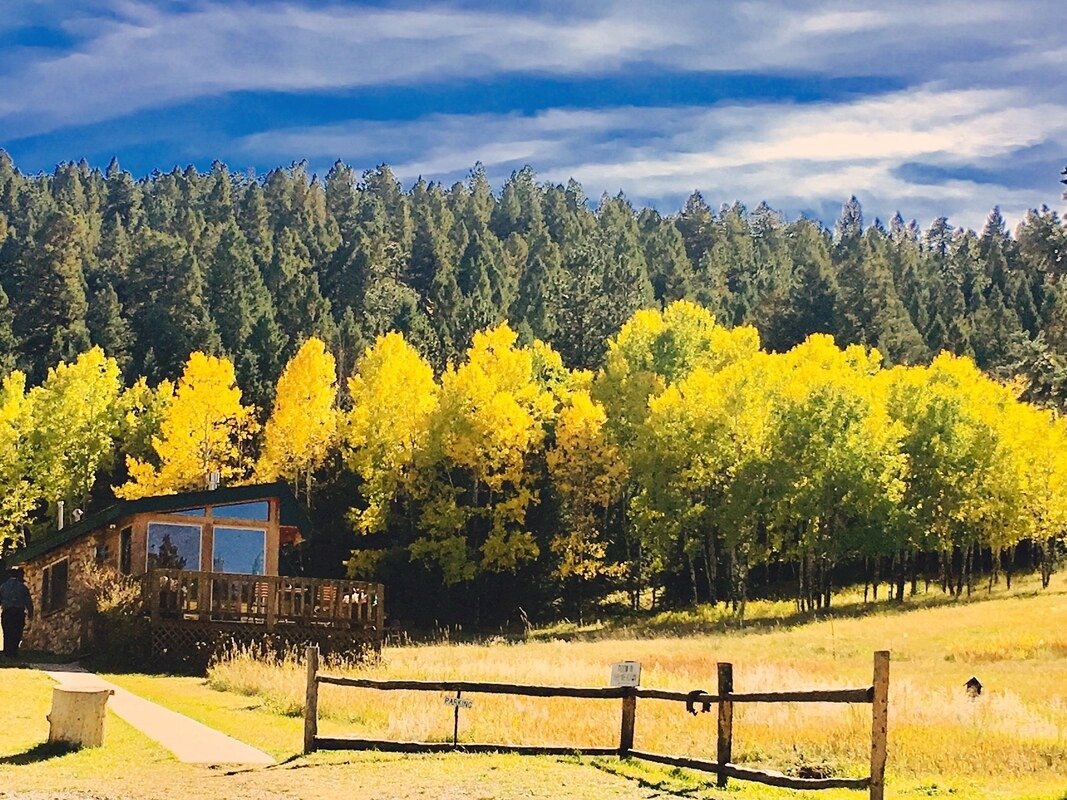 outdoor view of fall at colorado airbnb + vrbo micro wedding venue less than an hour from denver