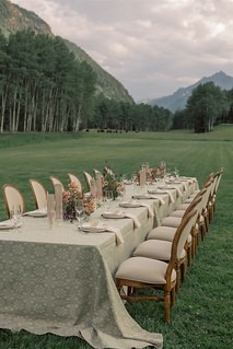 family style table set up at  colorado private estate rental for micro weddings + elopements