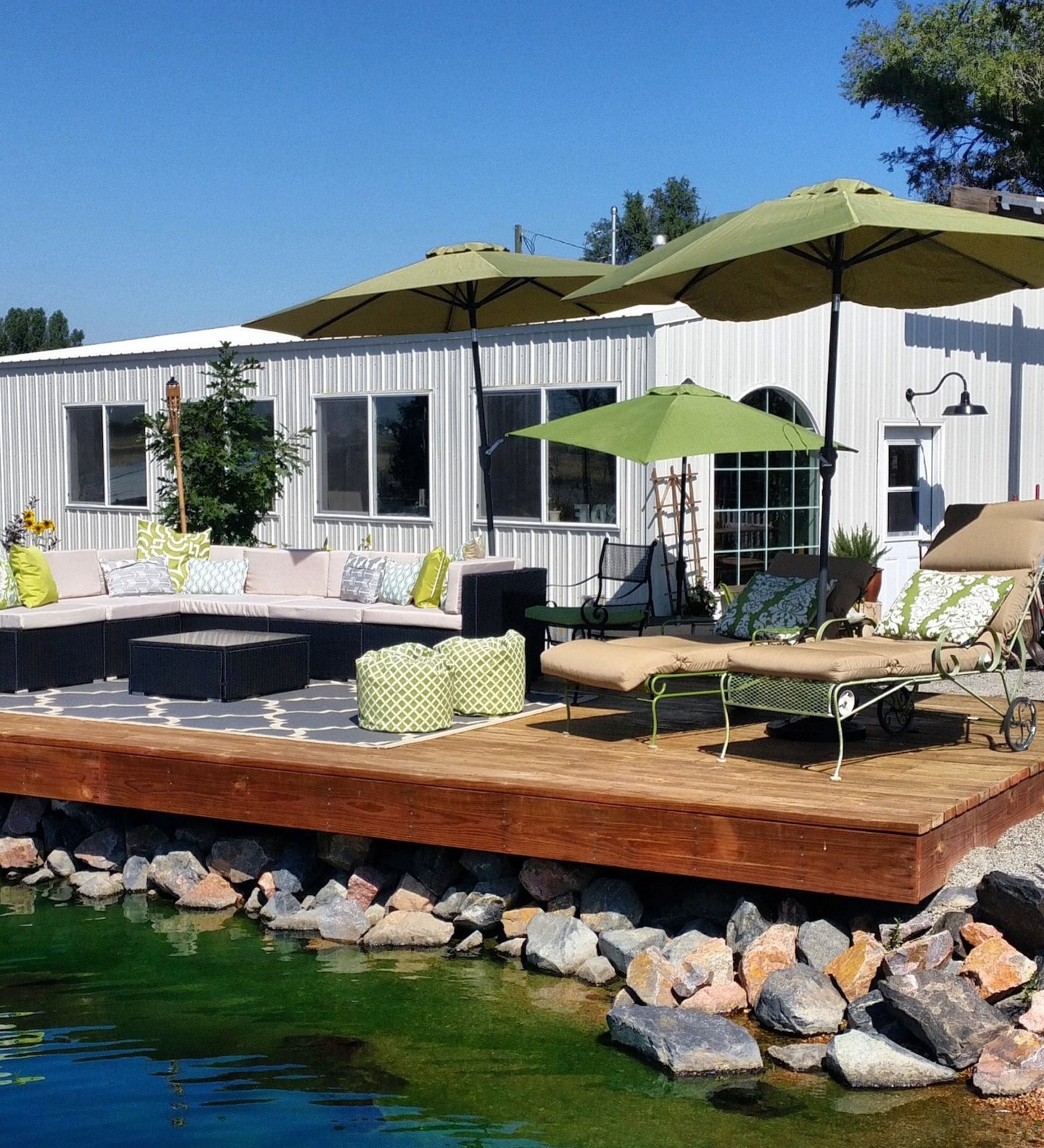 patio set up at a colorado airbnb / vrbo micro wedding venue 