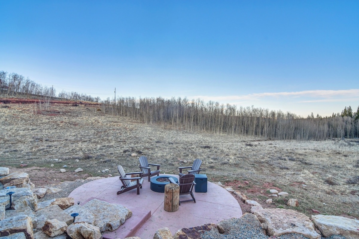 chairs set up around a fire pit at colorado airbnb micro wedding + elopement venue 