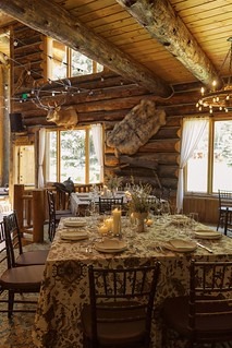 dinner reception set up at  colorado private estate rental for micro weddings + elopements