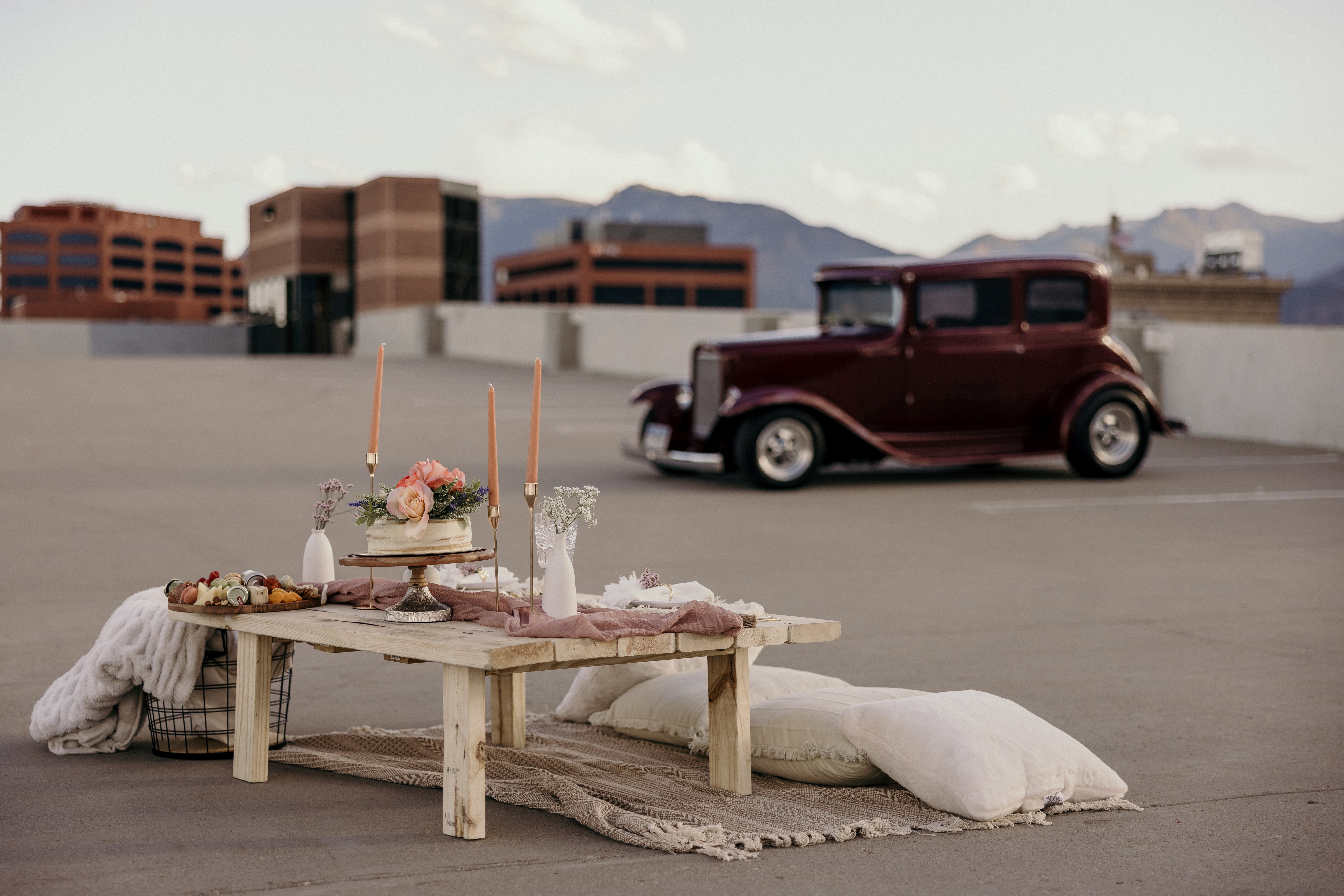 table set up by elopement vendors during colorado springs elopement.