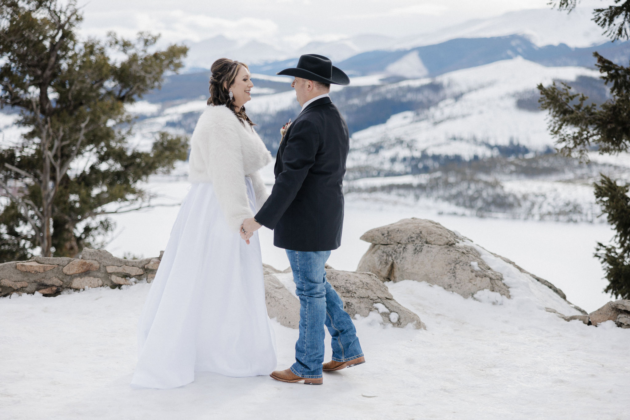 bride and groom take a first dance during elopement ceremony at sapphire point