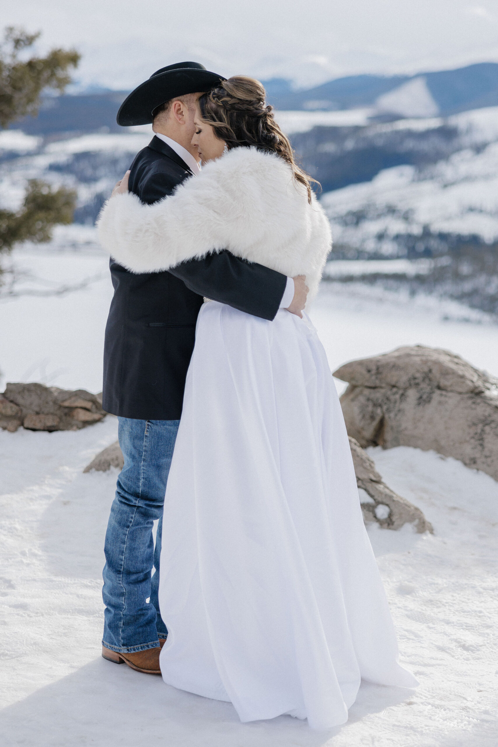 bride and groom dance during self-solemnizing elopement in colorado