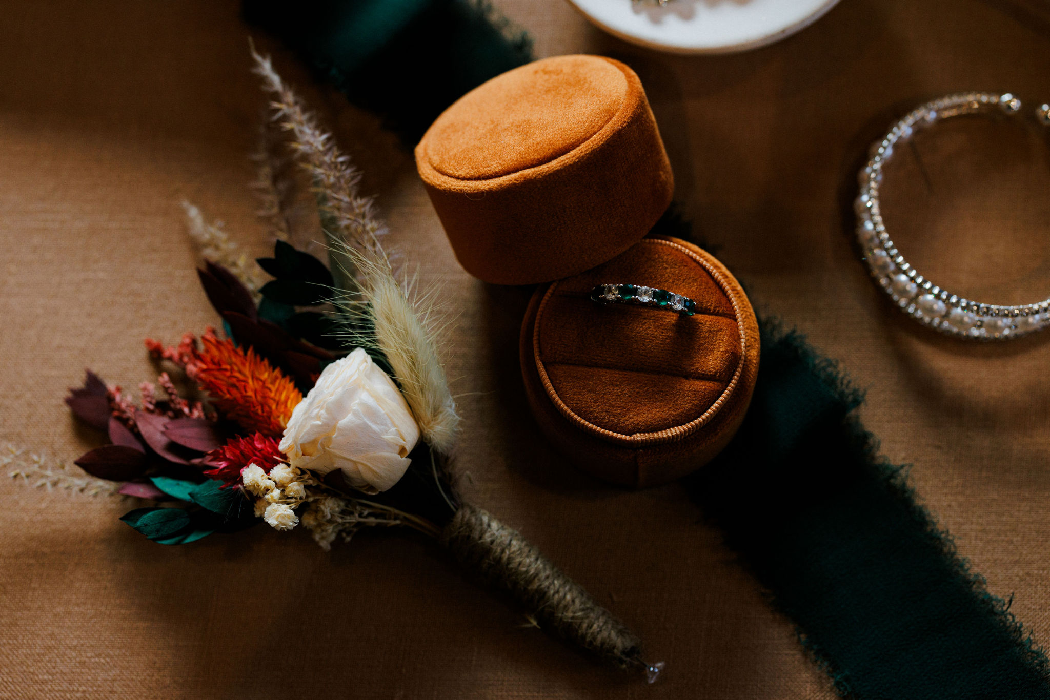 close up image of elopement day details