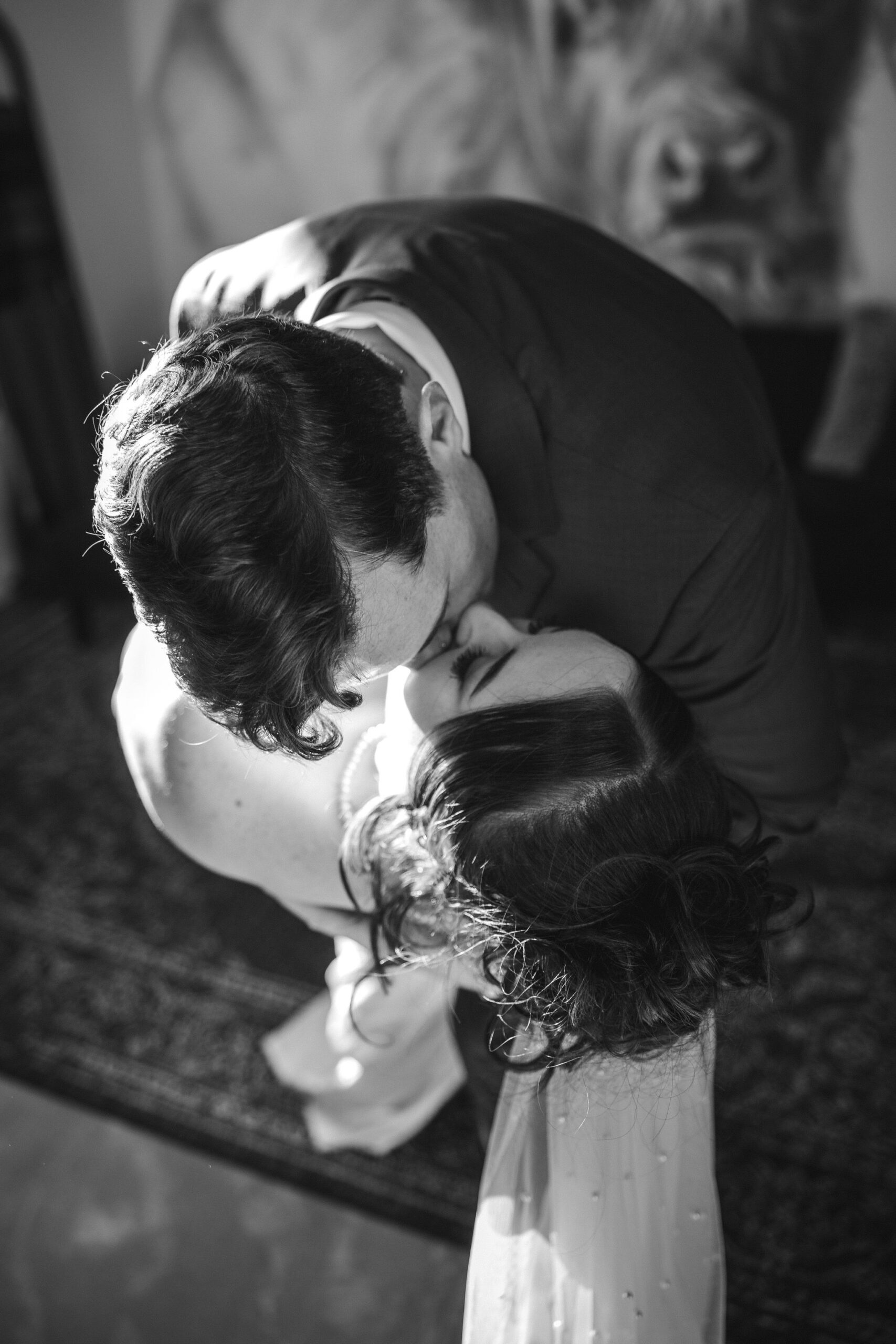 bride and groom kiss during self-solemnization colorado elopement ceremony