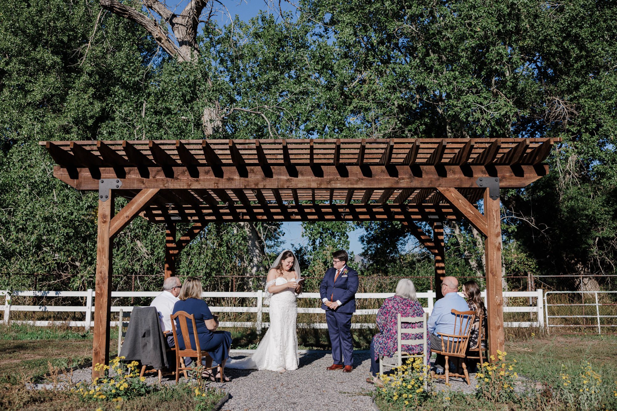 two brides say wedding vows during dry wedding in denver