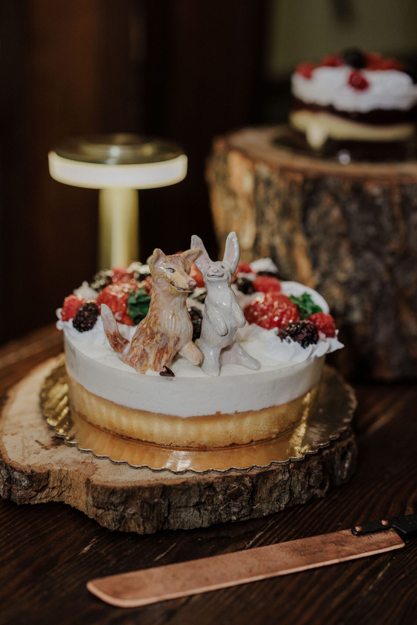 elopement cake sits with custom wedding cake topper