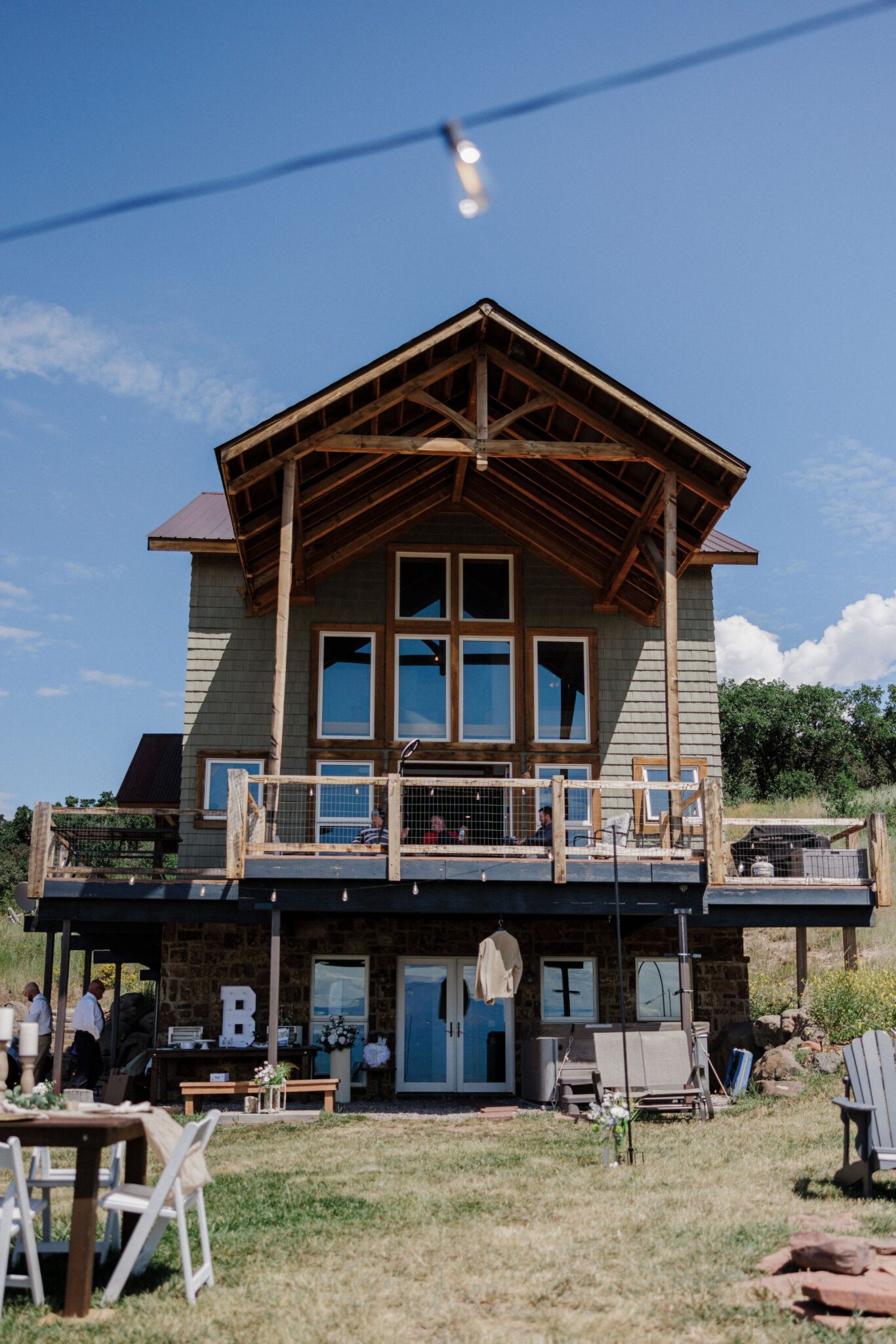 airbnb with large deck is set up for a colorado micro wedding