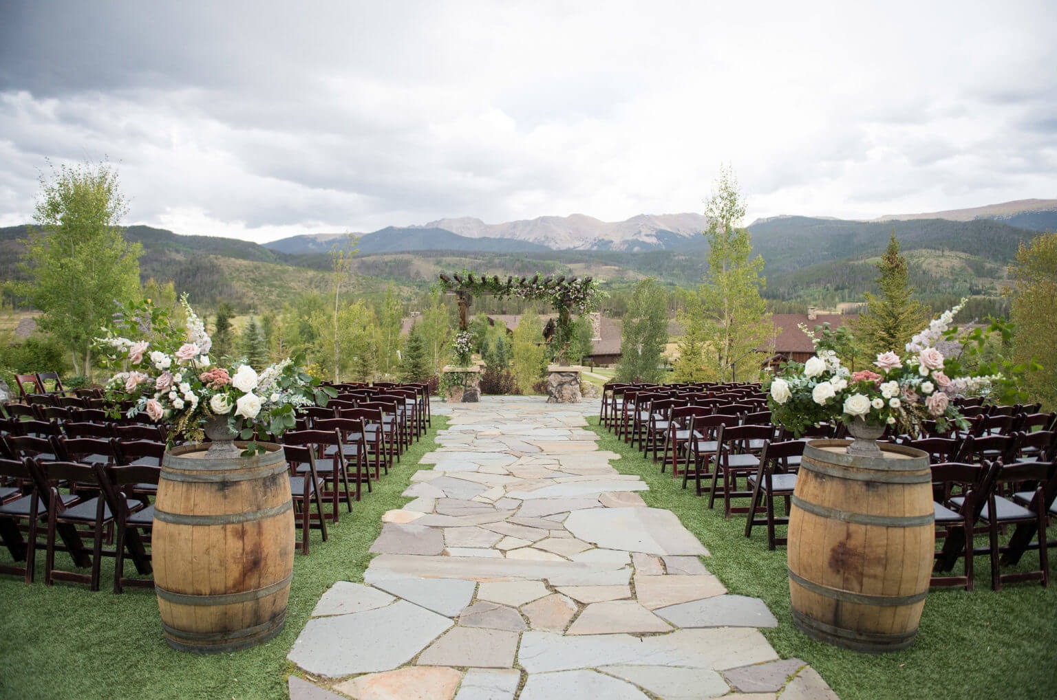 micro wedding venue in colorado set up for a ceremony in the mountains