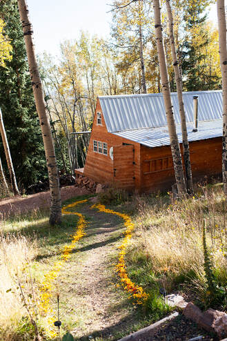 trail goes down to lodging at colorado micro wedding venue
