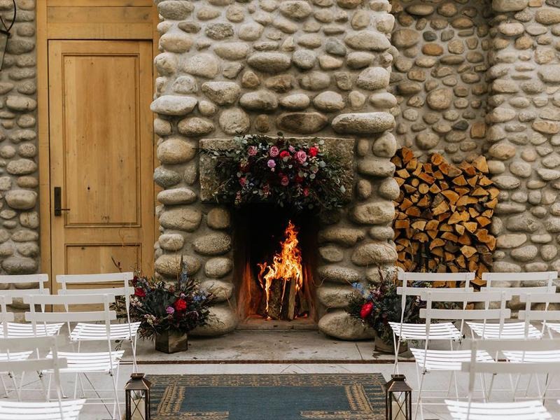 fireplace at micro wedding venue in colorado