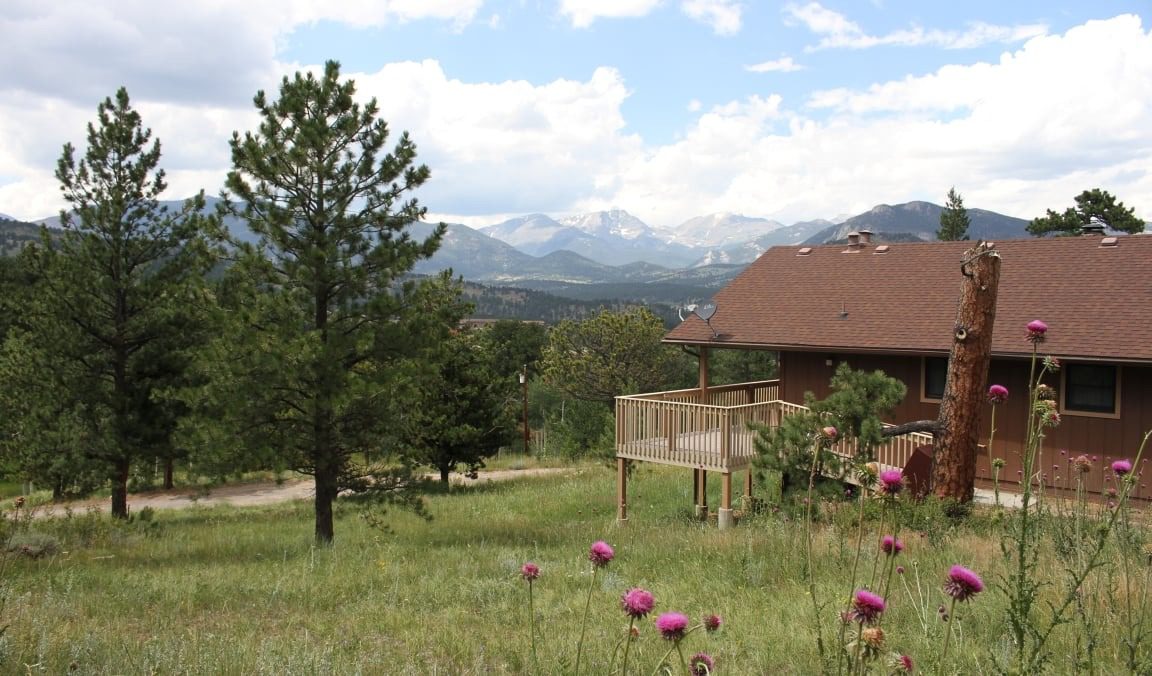 micro wedding venue lodging overlooks the colorado mountains with wildflowers nearby