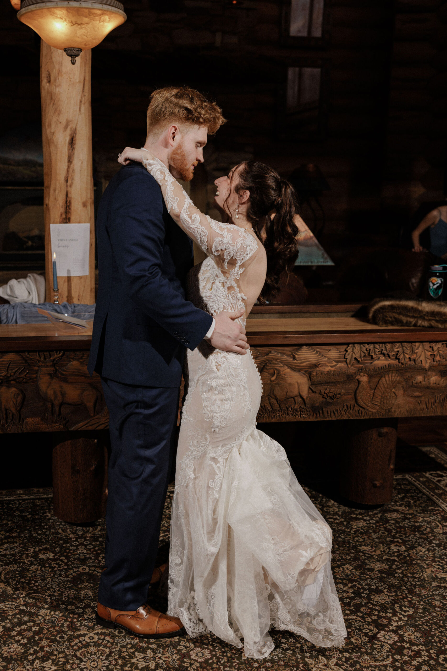 bride and groom share a first dance at the airbnb wedding venue