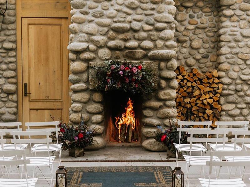 intimate wedding ceremony set up at colorado micro wedding venue