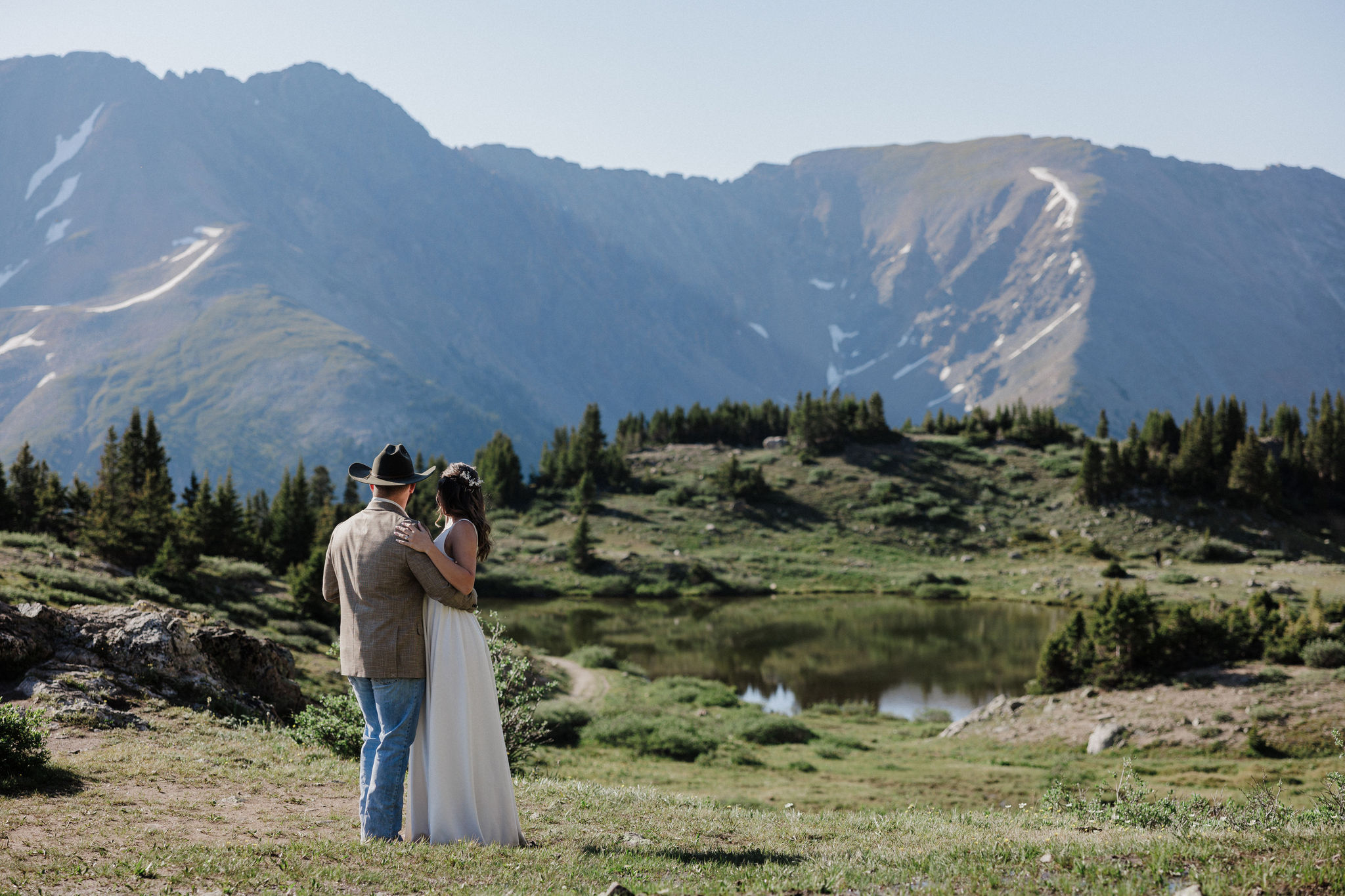 sharing a first dance, bride and groom enjoy their colorado elopement day.