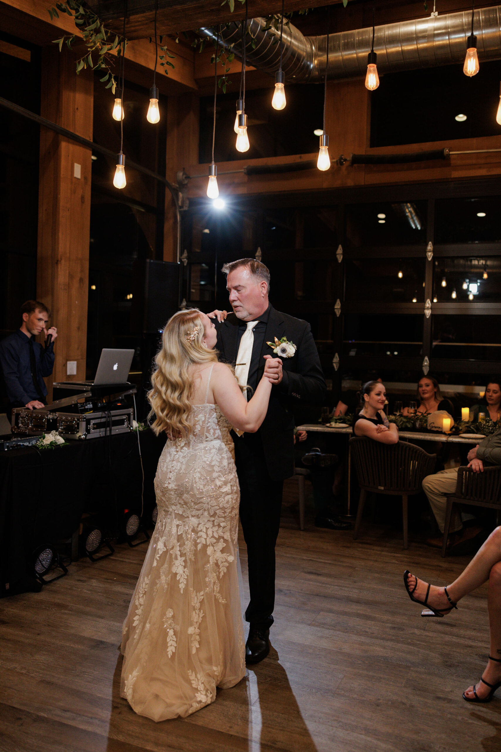 bride dances with her father during wedding weekend in colorado