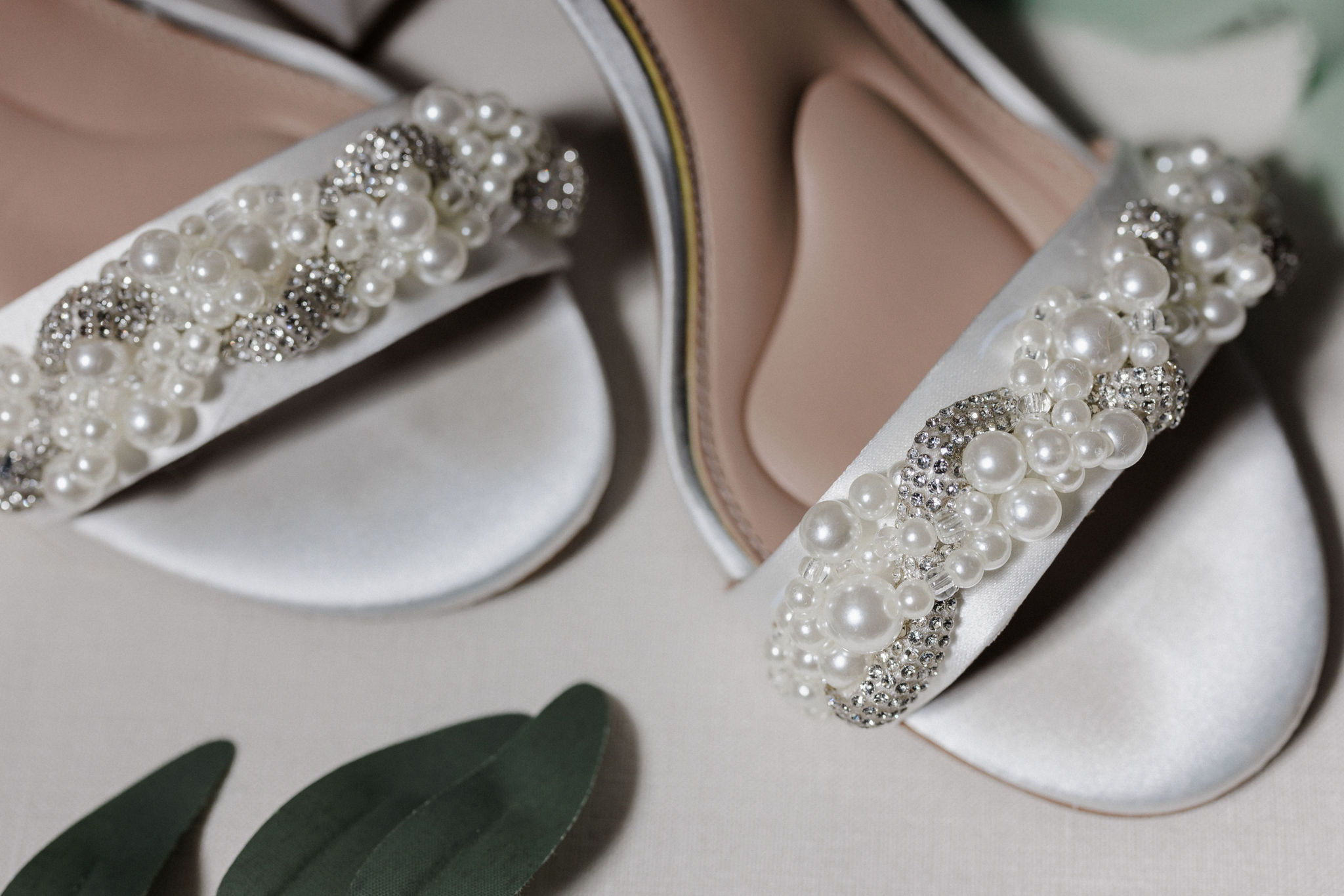 close up image of wedding day details- bridal shoes