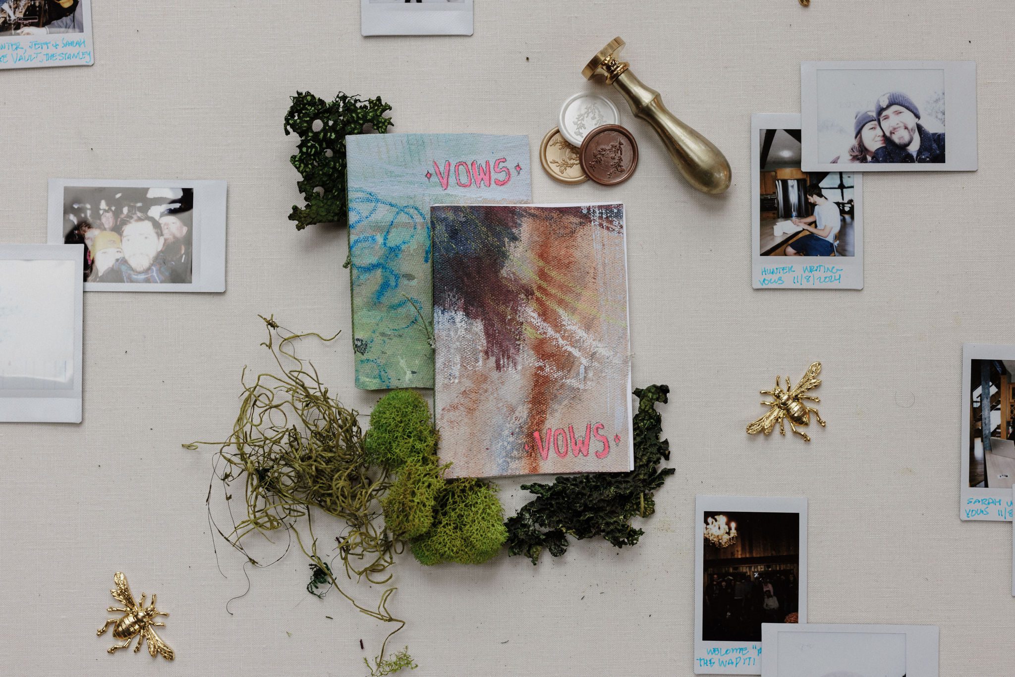 handmade wedding vow books for a colorado winter elopement