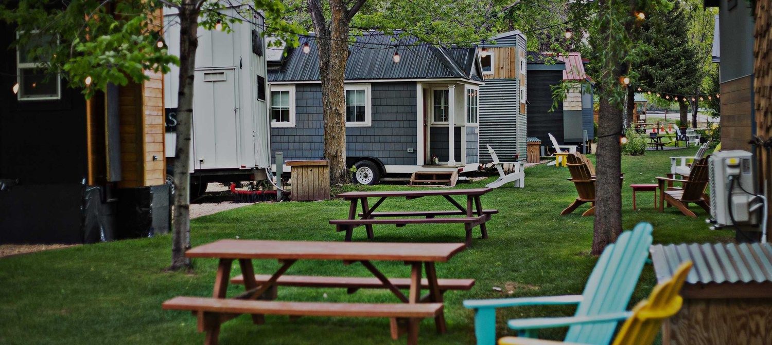 tiny homes set up for micro wedding lodging