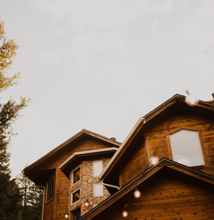 colorado vrbo with wooden siding and sits in the forest, used for micro weddings and elopements