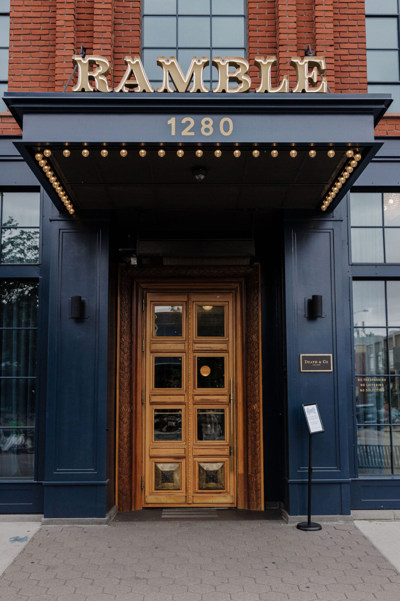 front entrance at denver micro wedding venue, the ramble hotel