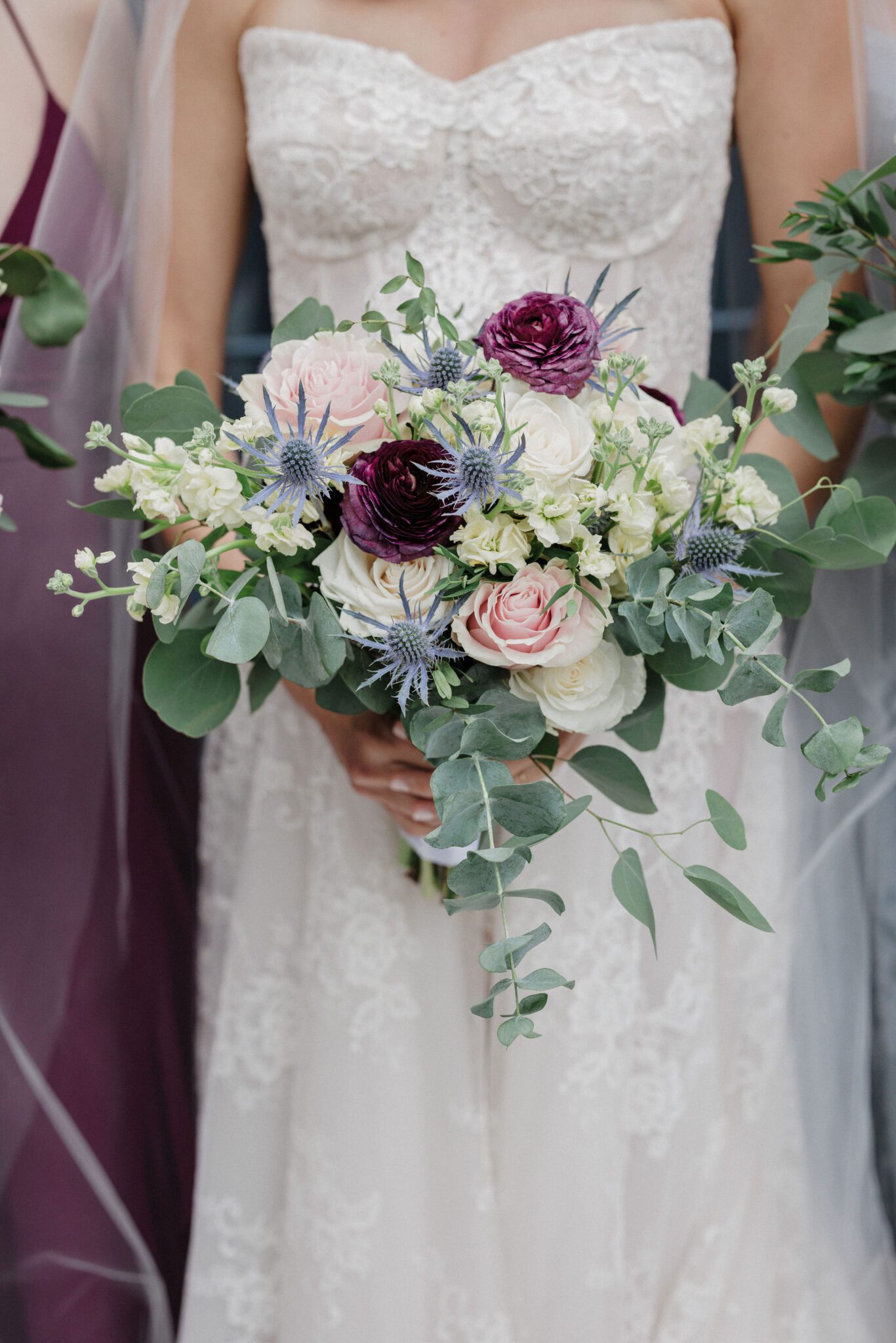 bride holds DIY flower bouquet