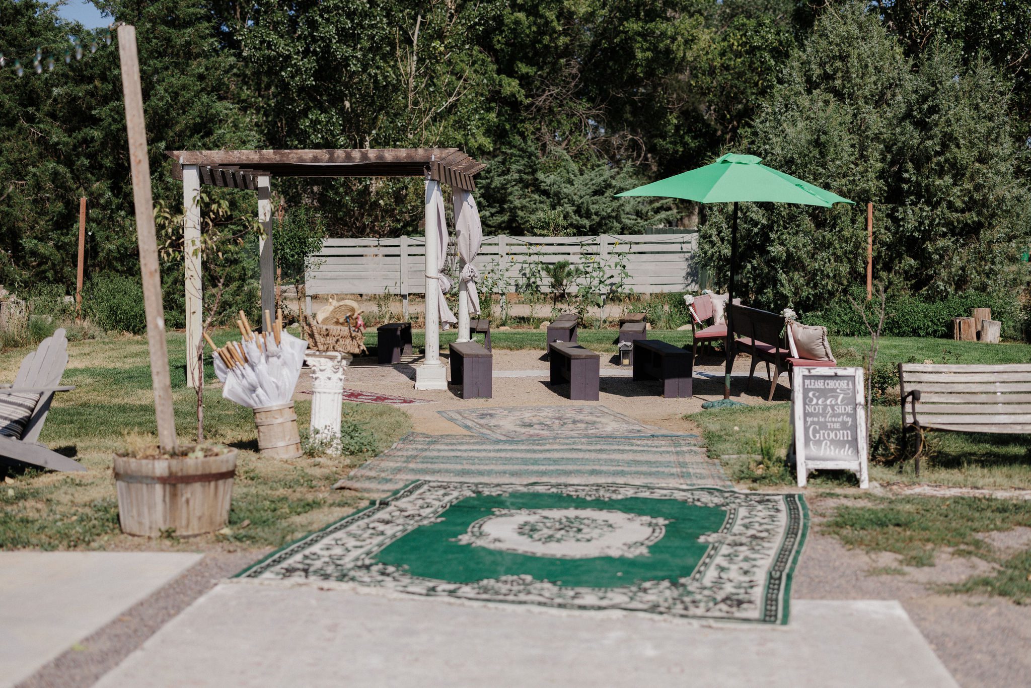 wedding ceremony set up for a backyard wedding ceremony