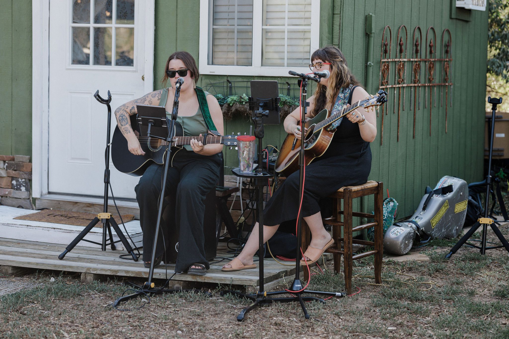 live music plays during micro wedding at an airbnb